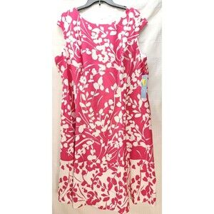 London Times Pink and White Midi Dress